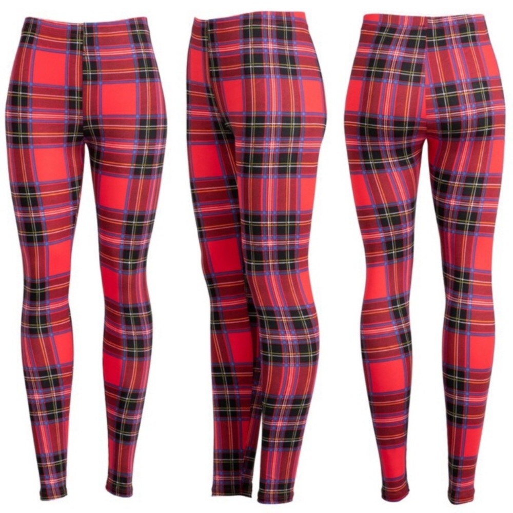 NEW Plaid Brushed Knit Leggings - Picture 2 of 2